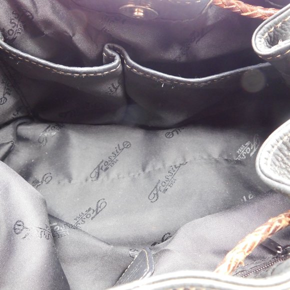 Fossil Drawstring Shoulder Bag With Braided Leather Handles Fossil Purse - Picture 13 of 13